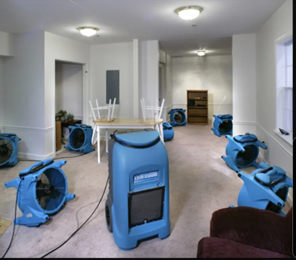 Air movers and dehumidifier setup for Water Extraction & Removal in Bryant